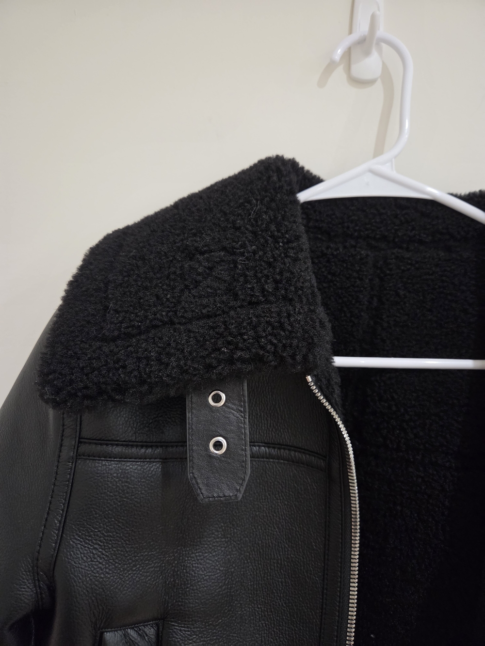 Mango Black Faux Shearling Leather aviator Jacket - Picture 2 of 6